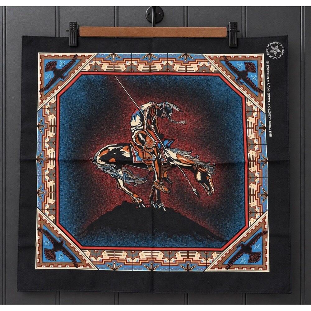 Vintage 70s Wamcraft Bandana USA Southwestern Native 21.5 x 22 nos